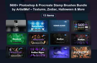 5600+ Photoshop & Procreate Stamp Brushes Bundle by ArtistMef – Textures, Zodiac, Halloween & More