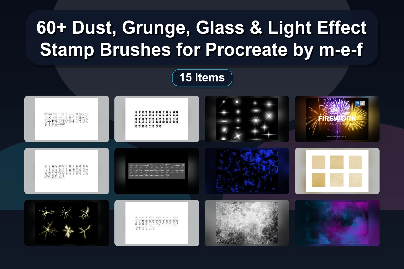 30-100+ Procreate & Photoshop Stamp Brushes: Stars, Dust, Smoke, Fire & Ink Effects by m-e-f (Part 3)