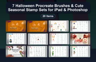 7 Halloween Procreate Brushes & Cute Seasonal Stamp Sets for iPad & Photoshop