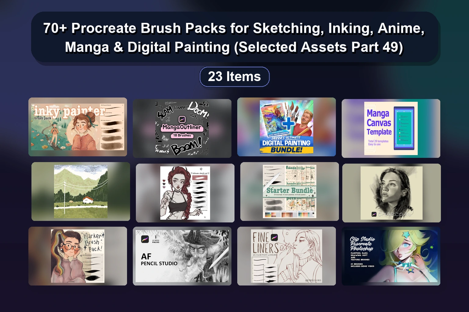 50+ Procreate Brush Sets for Digital Art, Illustration, Lettering & Tattoo Design – Selected Assets Part 50
