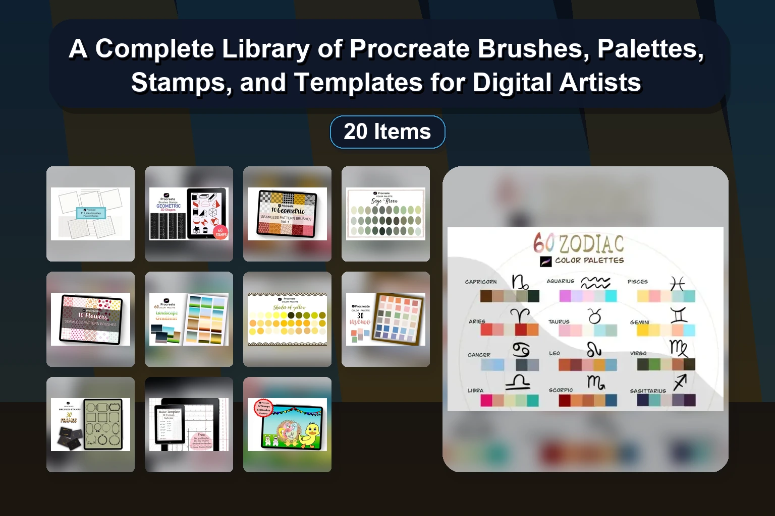 20 Best Procreate Color Palettes, Brushes & Stamps: Hologram, Hair, Manga & Botanical Assets (Part 346)