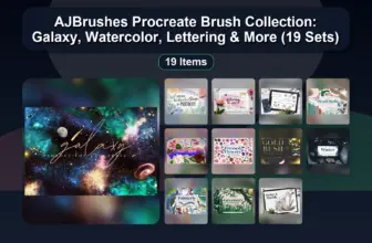 AJBrushes Procreate Brush Collection: Galaxy, Watercolor, Lettering & More (19 Sets)
