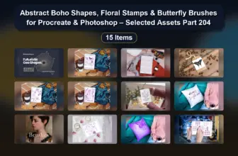 Abstract Boho Shapes, Floral Stamps & Butterfly Brushes for Procreate & Photoshop – Selected Assets Part 204