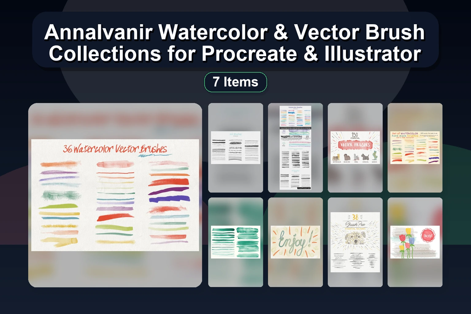 AnnaIvanir Watercolor & Vector Brush Collections for Procreate & Illustrator