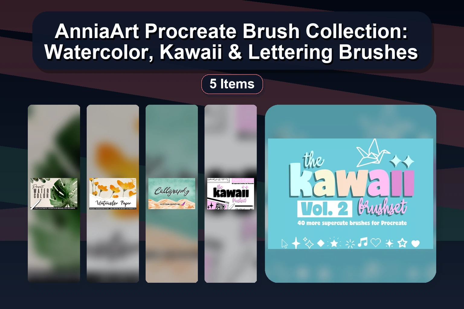 AnniaArt Procreate Brush Collection: Watercolor, Kawaii & Lettering Brushes