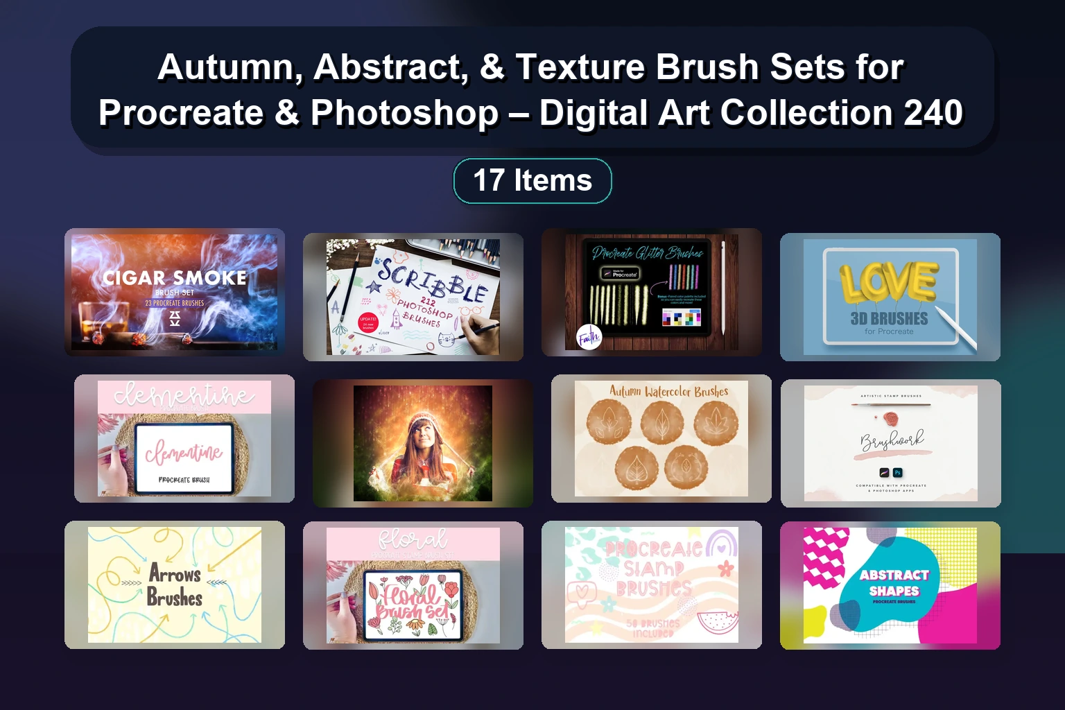 Autumn, Abstract, & Texture Brush Sets for Procreate & Photoshop – Digital Art Collection 240 Autumn Abstract Texture Brush Sets for Procreate Photoshop collage 9e7a16cb 1781854107