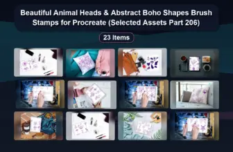 Beautiful Animal Heads & Abstract Boho Shapes Brush Stamps for Procreate (Selected Assets Part 206)