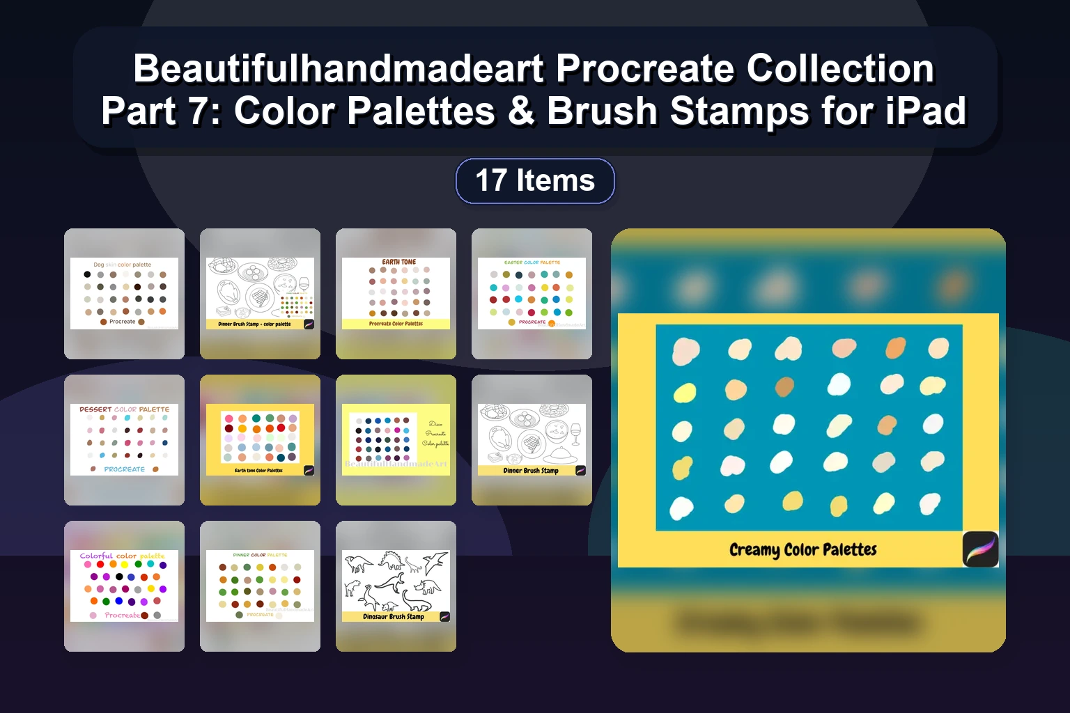 21 Procreate Color Palettes & Brush Stamps by beautifulhandmadeart | Digital Art Collection Part 6