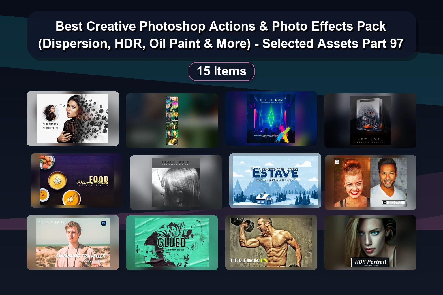 24 Premium Photoshop Actions & Presets for Photo Effects, Digital Art & Creative Editing