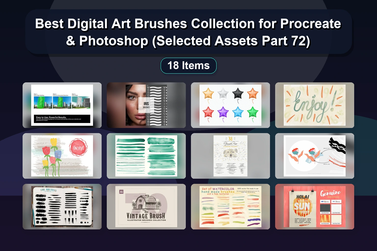 30+ Procreate & Illustrator Abstract, Oil & Pattern Brushes for Digital Artists