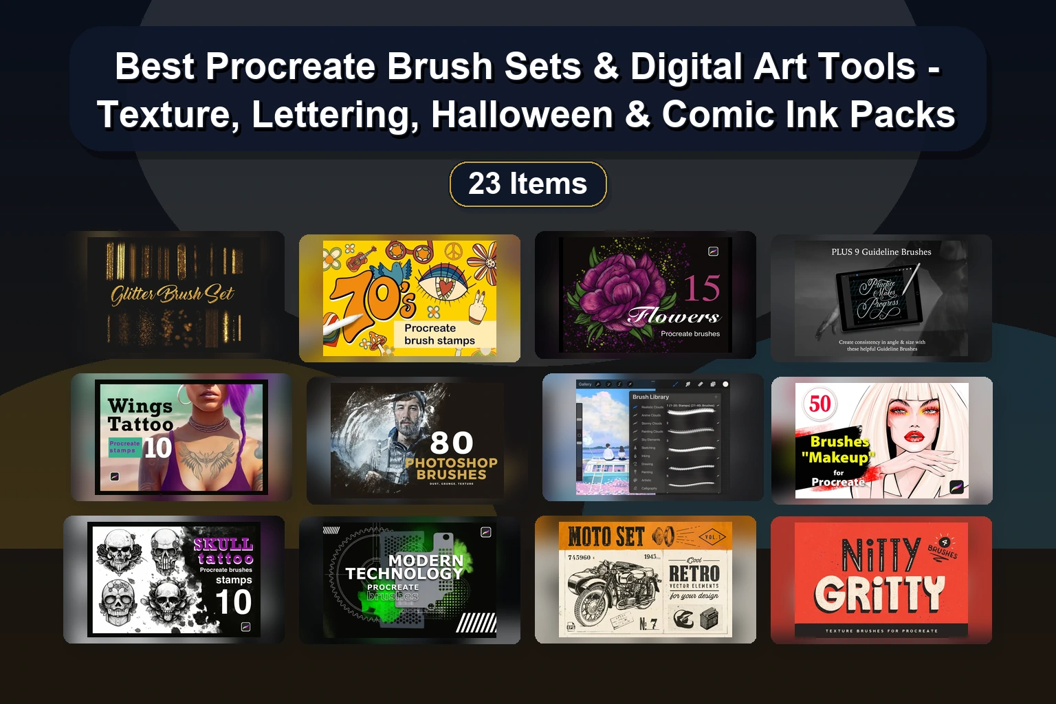 18 Procreate & Photoshop Brush Sets for Halloween, Christmas, Kids & Digital Art – Selected Assets Part 228