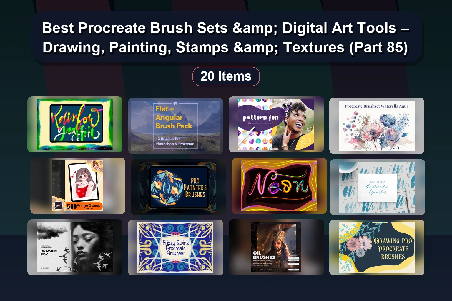 Unlock 20 Premium Procreate Brush Packs: From Inking & Textures to Fashion & Floral Stamps