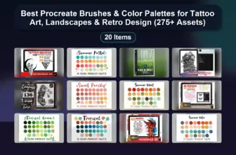 Best Procreate Brushes & Color Palettes for Tattoo Art, Landscapes & Retro Design (275+ Assets)