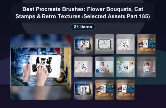Best Procreate Brushes: Flower Bouquets, Cat Stamps & Retro Textures (Selected Assets Part 185)