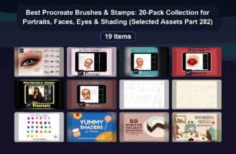 Best Procreate Brushes & Stamps: 20-Pack Collection for Portraits, Faces, Eyes & Shading (Selected Assets Part 282)