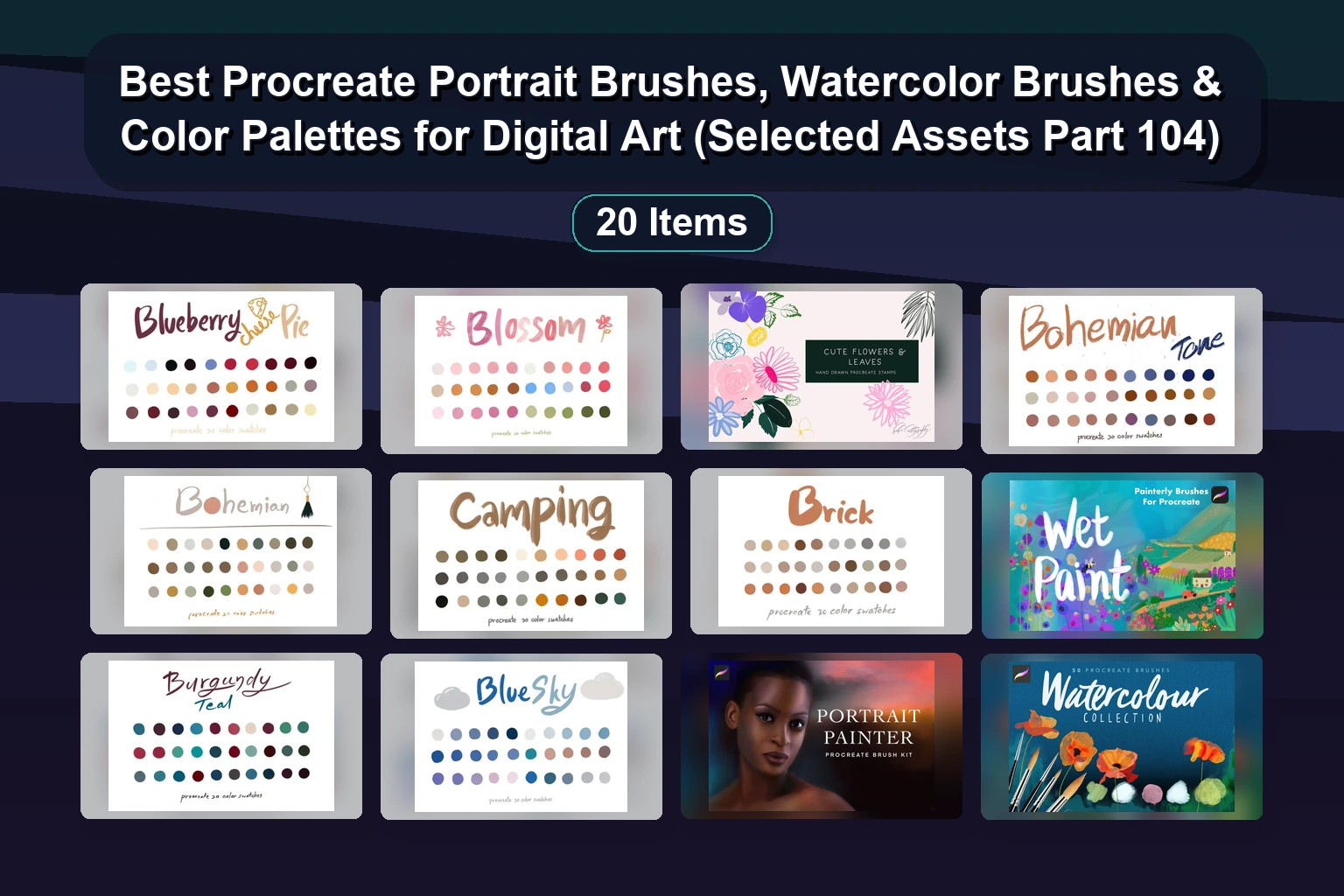 Ultimate Procreate Asset Collection: Color Palettes, Stamp Brushes & Digital Art Supplies (Part 105)