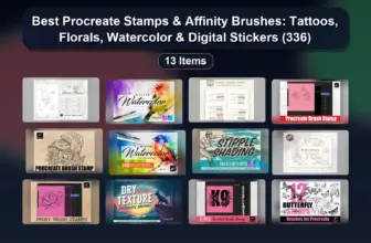 Best Procreate Stamps & Affinity Brushes: Tattoos, Florals, Watercolor & Digital Stickers (336)