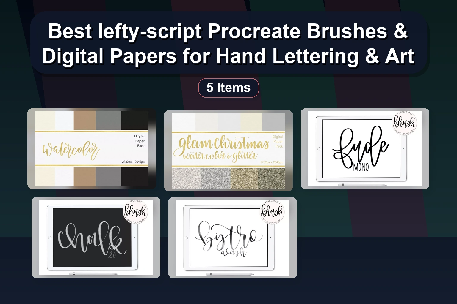13 Hand-Illustrated Procreate Stamp & Color Palette Sets by Kimber-Shook for Digital Art & Crafting