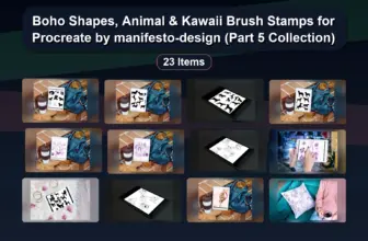 Boho Shapes, Animal & Kawaii Brush Stamps for Procreate by manifesto-design (Part 5 Collection)