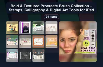 Bold & Textured Procreate Brush Collection – Stamps, Calligraphy & Digital Art Tools for iPad
