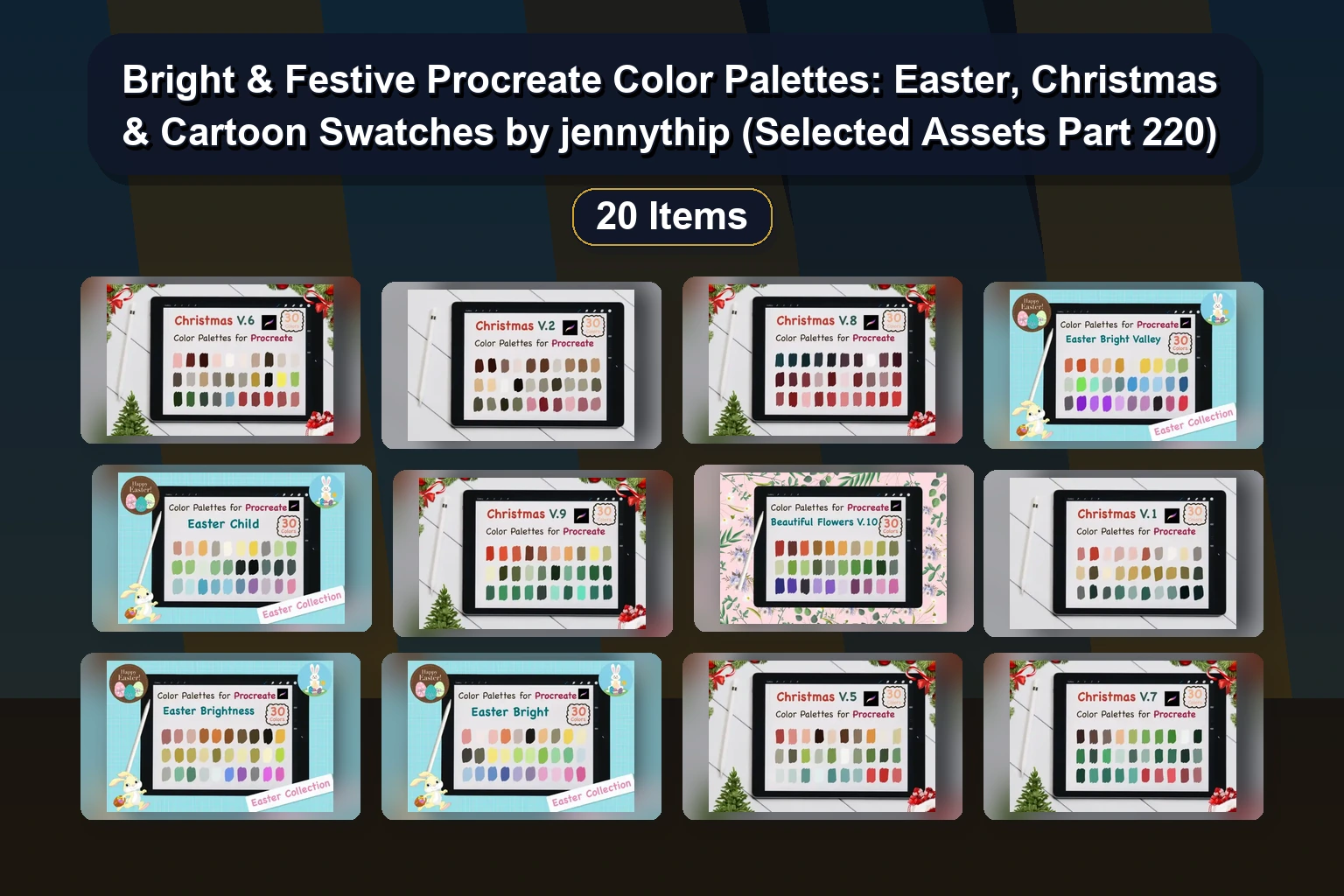 Procreate Color Palettes for Easter & Election Day | 20-Color Scheme Set by jennythip
