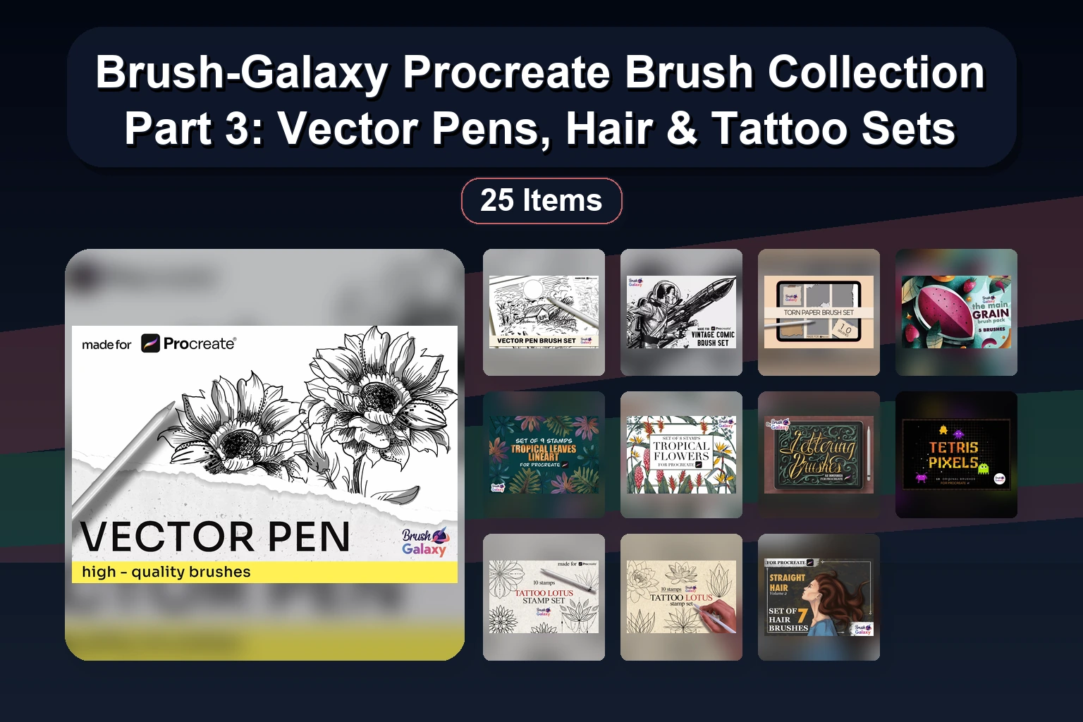 25 Procreate Watercolor & Vintage Ink Brush Packs for Digital Artists | Brush-Galaxy Collection