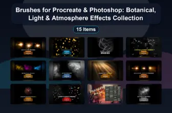 Brushes for Procreate & Photoshop: Botanical, Light & Atmosphere Effects Collection