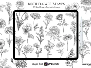 Birth Flower Procreate Brush Stamps