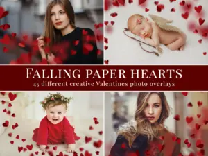 Falling Paper Hearts Photo Overlays