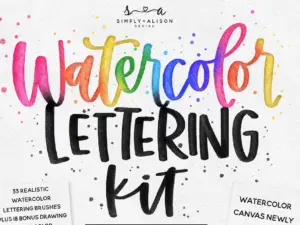 Realistic Watercolor Lettering Kit