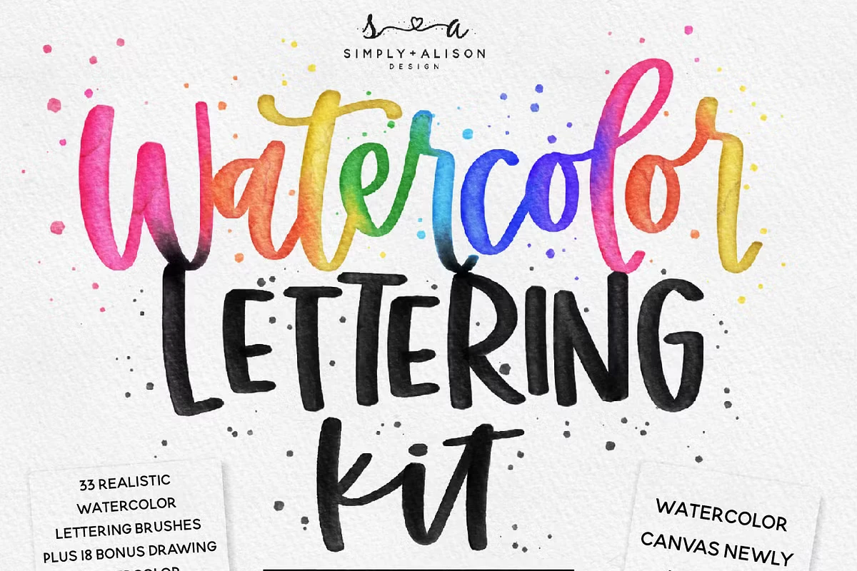 Realistic Watercolor Lettering Kit
