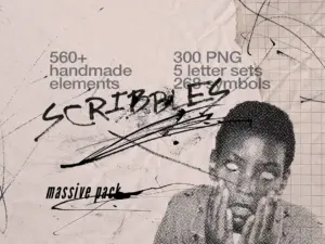 Scribbles 560+Lines, Letter Sets