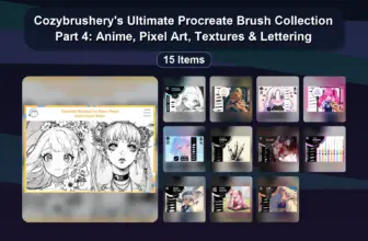 Cozybrushery’s Ultimate Procreate Brush Collection Part 4: Anime, Pixel Art, Textures & Lettering