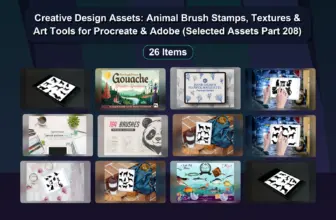 Creative Design Assets: Animal Brush Stamps, Textures & Art Tools for Procreate & Adobe (Selected Assets Part 208)
