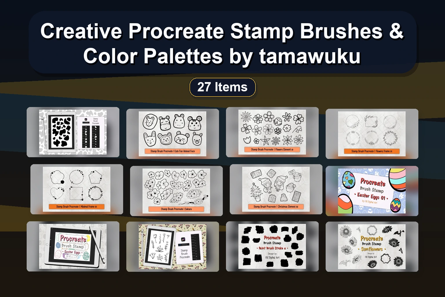 Creative Procreate Stamp Brushes & Color Palettes by tamawuku