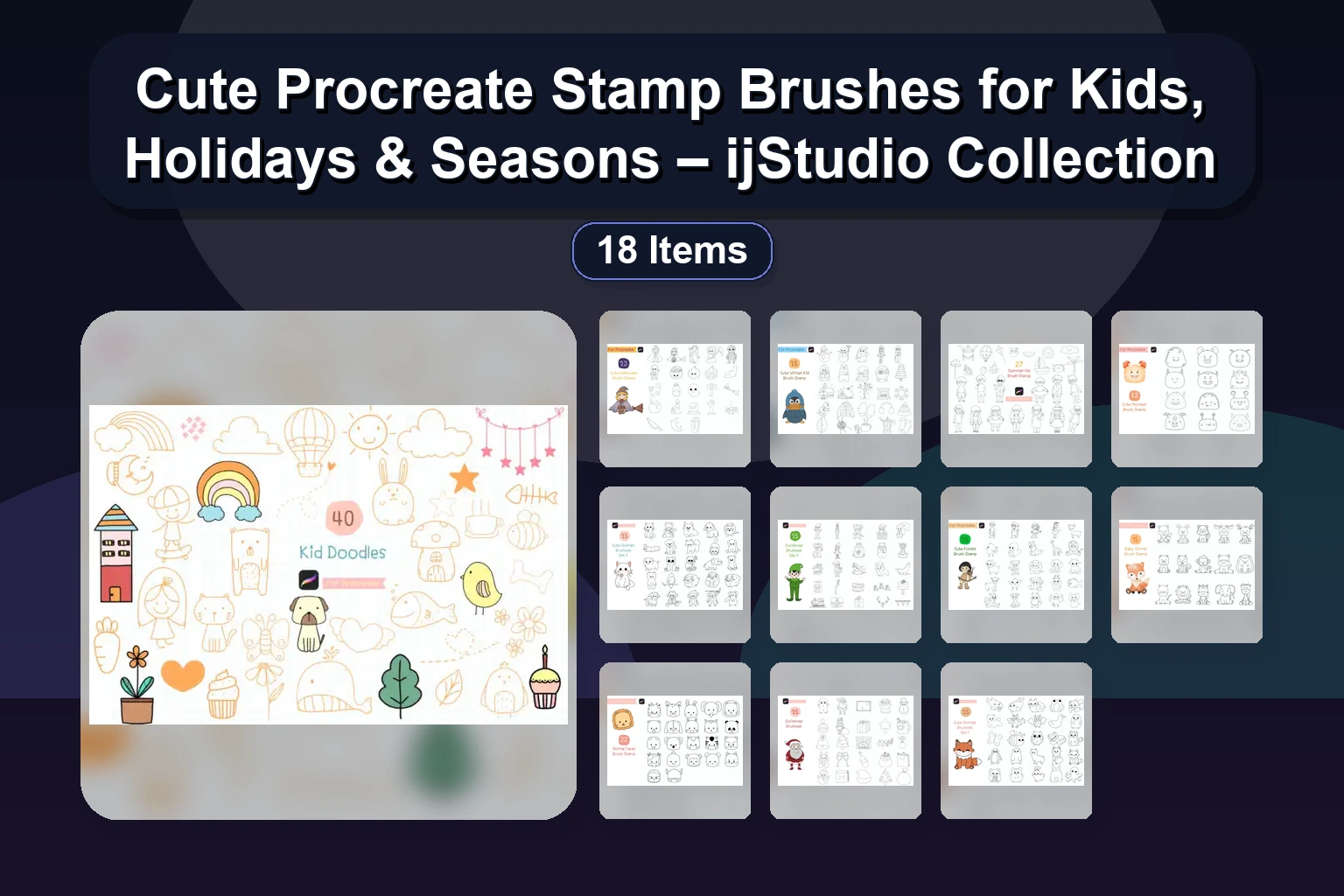 Ultimate Procreate Brushes & Color Palettes Collection by idelotama (Part 1) – Watercolor Stamps, Neon, Autumn & More