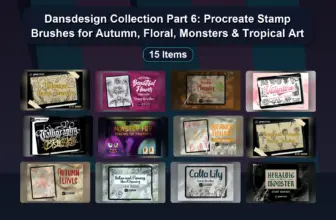 Dansdesign Collection Part 6: Procreate Stamp Brushes for Autumn, Floral, Monsters & Tropical Art