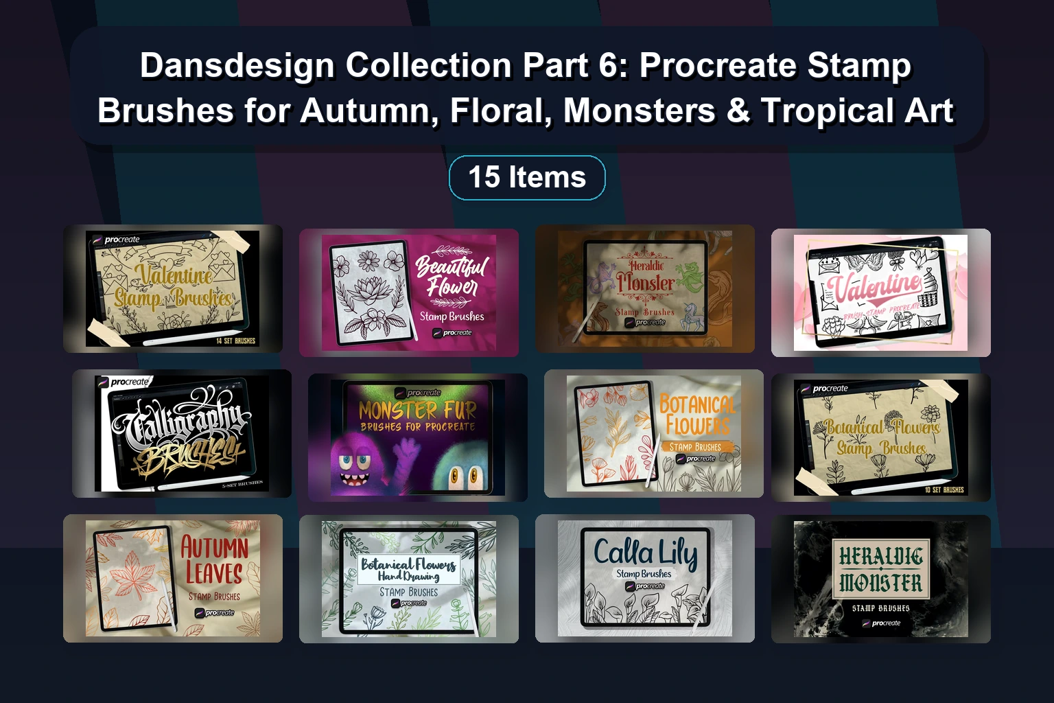 Best Dansdesign Procreate Brushes: Floral, Graffiti & Vintage Stamp Sets (Part 4)
