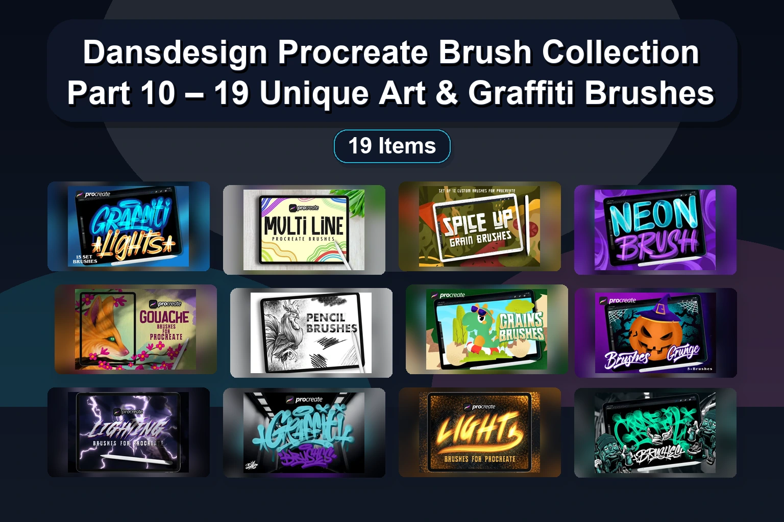 Dansdesign Procreate Brush Collection Part 10 – 19 Unique Art & Graffiti Brushes