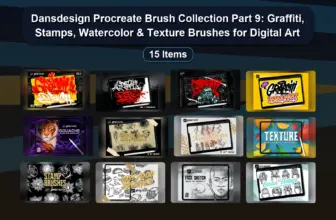 Dansdesign Procreate Brush Collection Part 9: Graffiti, Stamps, Watercolor & Texture Brushes for Digital Art