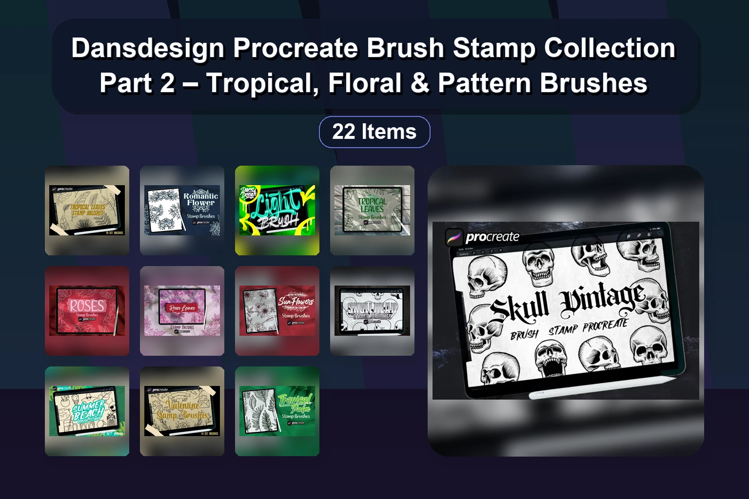Dansdesign Procreate Brush Stamp Collection Part 2 – Tropical, Floral & Pattern Brushes Dansdesign Procreate Brush Stamp Collection Part 2 Tropical collage 41ec1e4a 1781887210