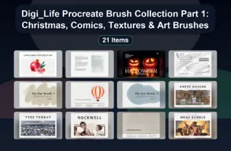 Digi_Life Procreate Brush Collection Part 1: Christmas, Comics, Textures & Art Brushes