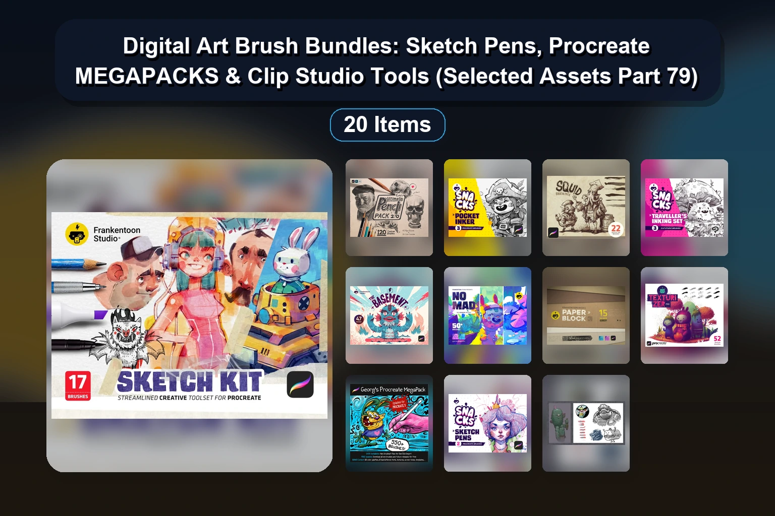 Top Digital Art Brush Packs for Procreate, Photoshop & Illustrator (Selected Assets Part 80)