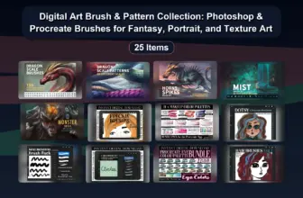 Digital Art Brush & Pattern Collection: Photoshop & Procreate Brushes for Fantasy, Portrait, and Texture Art