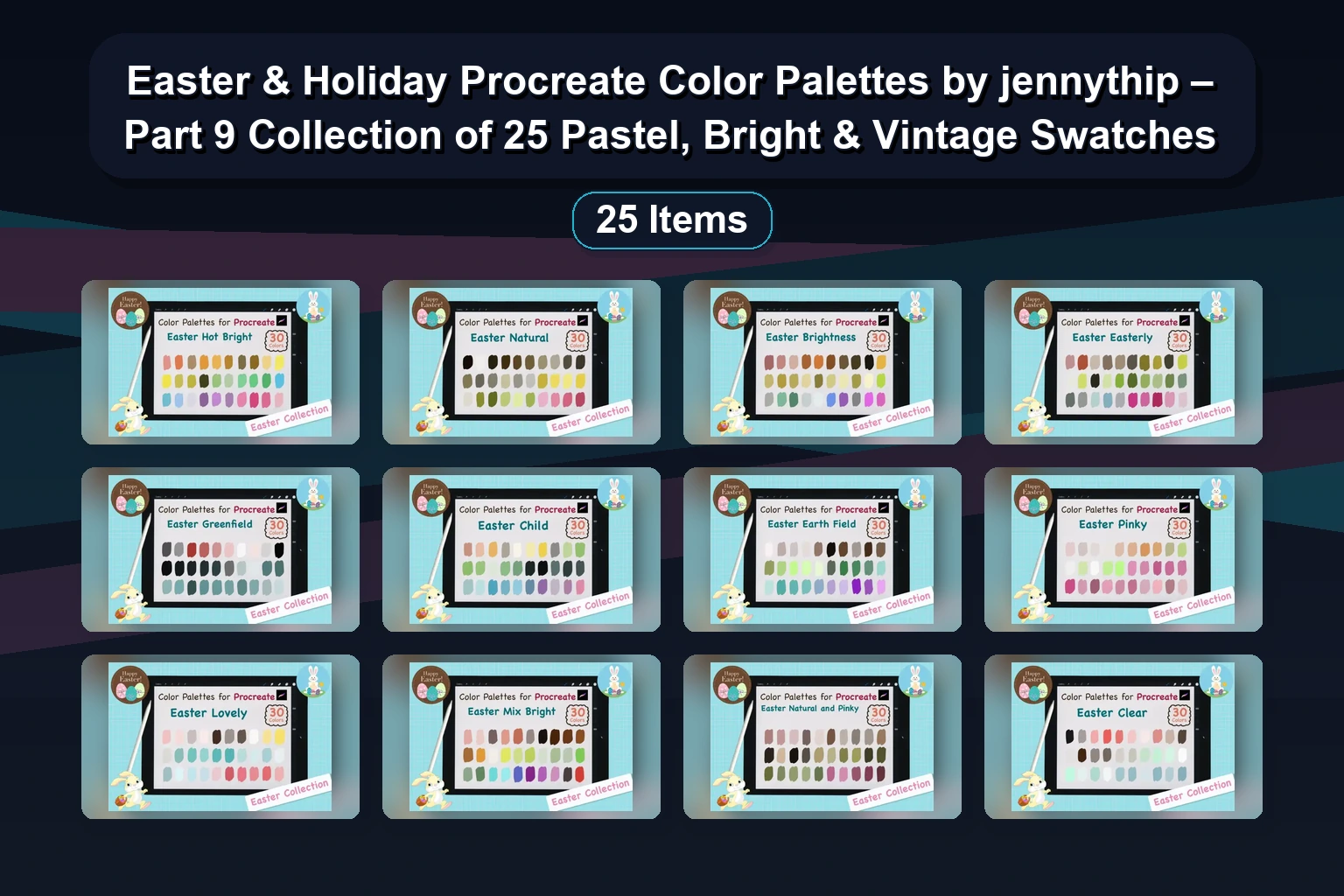 Bright & Cartoon Procreate Color Palettes Bundle by jennythip (Part 10)
