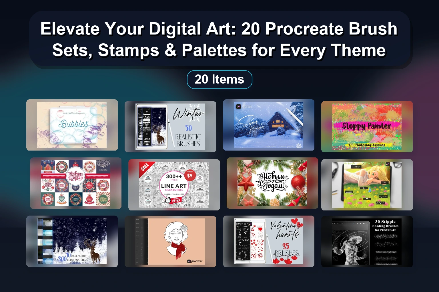 Elevate Your Digital Art: 20 Procreate Brush Sets, Stamps & Palettes for Every Theme 1 Elevate Your Digital Art: 20 Procreate Brush Sets, Stamps & Palettes for Every Theme Elevate Your Digital Art 20 Procreate Brush Sets Stamps Pal collage 08b753fb 1781838822