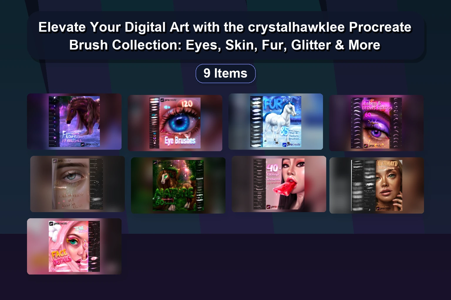 Elevate Your Digital Art with the crystalhawklee Procreate Brush Collection: Eyes, Skin, Fur, Glitter & More