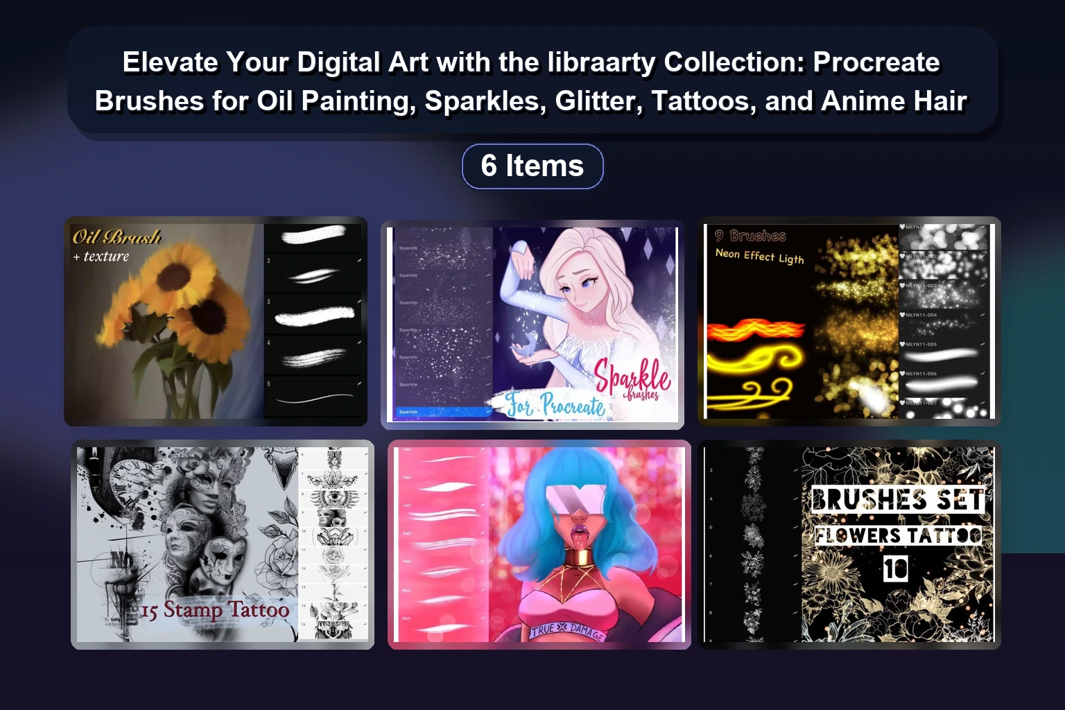 Lunarctic Procreate Brush Bundle: Watercolor, Oil, Ink & Geometric Brushes for Digital Art