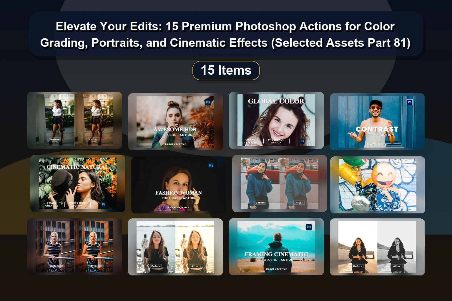 15 Best Photoshop Actions for Cinematic, Dark, Bright & Artistic Photo Effects (Selected Assets Part 82)