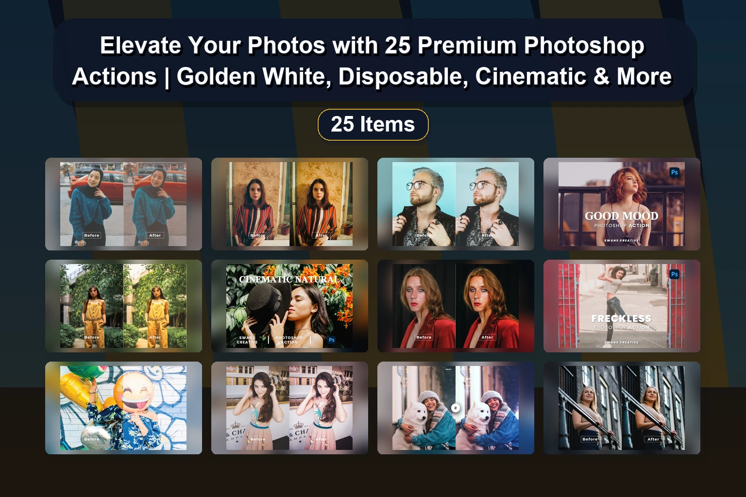 Elevate Your Photos with 25 Premium Photoshop Actions | Golden White, Disposable, Cinematic & More 1 Elevate Your Photos with 25 Premium Photoshop Actions | Golden White, Disposable, Cinematic & More Elevate Your Photos with 25 Premium Photoshop Actions Golde collage ff04dff2 1781860599